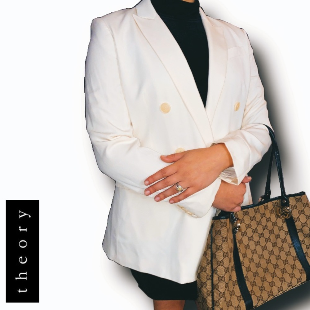 Off-White Theory Silk Blazer Size 10